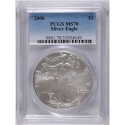 2006 AMERICAN SILVER EAGLE, PCGS MS-70 PERFECT!