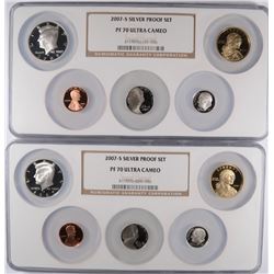 (2) 2007 SILVER PROOF SETS (MISSING QUARTERS) NGC PF-70 UC (MULTIHOLDER)