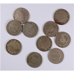 (10) 1883 N/C V-NICKELS