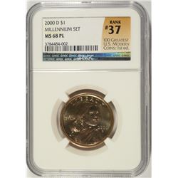2000-D SACAGEWEA DOLLAR NGC MS-68 PL !!! (RANK #37 100 GREATEST US MODERN COINS