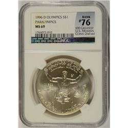 1996-D OLYMPICS (PARALYMPICS) NGC MS-69 (RANK #76 100 GREATEST US MODERN COINS 2