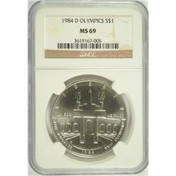 1984-D OLYMPICS COMMEN DOLLAR NGC MS-69