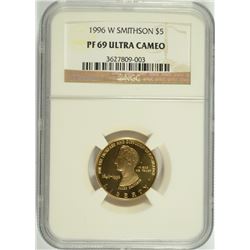 1996-W $5 GOLD SMITHSONIAN COMMEN NGC PF-69 UC