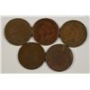 Image 1 : (5) INDIAN HEAD CENTS (1870, 1878, 1881, 1893, 1895)