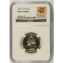 1976-S WASHINGTON QUARTER NGC PF-67 (STAR) CAMEO (RANK #65 100 GREATEST US MODER
