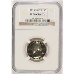 1976-S SILVER WASHINGTON QUARTER NGC PF-68 CAMEO