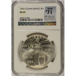 1996-S COMMUMITY SERIVCE COMMEN DOLLAR NGC MS-69 (RANK #71 100 GREATEST US MODER