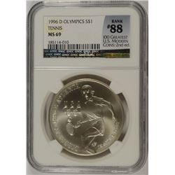 1996-D OLYMPICS (TENNIS) COMMEN DOLLAR NGC MS-69 (RANK #88 100 GREATEST US MODER