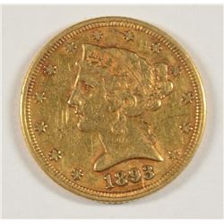 1893 $5 GOLD LIBERTY XF