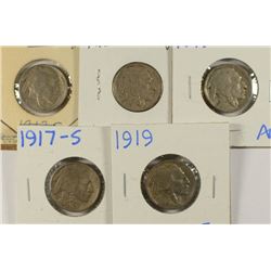 (5) MISC NICKELS (1917-S-5C, 1919-5C, 1919-S-5C, 1923-5C, 1930-S-5C)