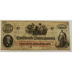 1862 $100 CONFEDERATE STATES OF AMERICA NOTE (T-41) VF