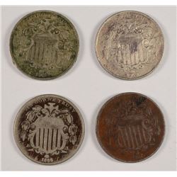 (4) SHIELD NICKELS (66, 67, 68, 69)