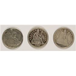(3) SEATED DIMES (38-O, 42, 42-O)