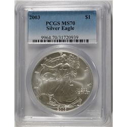 2003 AMERICAN SILVER EAGLE, PCGS MS-70! PERFECT!