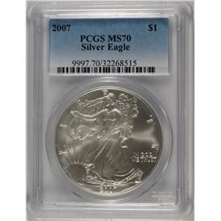 2007 AMERICAN SILVER EAGLE, PCGS MS-70 PERFECT!