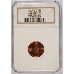 1996-D LINCOLN CENT, NGC MS-68 RED!