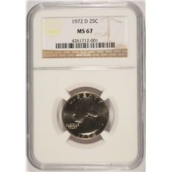 1972--D WASHINGTON QUARTER, NGC MS-67