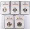 Image 1 : LOT OF ( 5 ) 1964 WASHINGTON QUARTERS, NGC MS-65