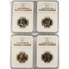 Image 1 : LOT OF ( 4 ) 1966 SMS WASHINGTON QUARTERS, NGC MS-67