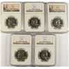 Image 1 : LOT OF ( 5 ) 1962 FRANKLIN HALF DOLLARS, NGC PROOF-66