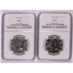 ( 2 ) NGC GRADED 1964 KENNEDY HALF DOLLARS: 1 PROOF-66 & 1 PROOF-67