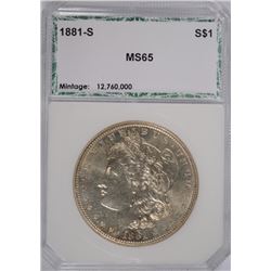 1881-S MORGAN DOLLAR PCI MS-65