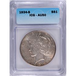 1934-S PEACE DOLLAR ICG AU-50