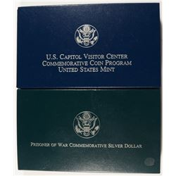 2-PROOF U.S. COMMEM SILVER DOLLARS: 1994 PRISONER OF WAR & 2001 CAPITOL