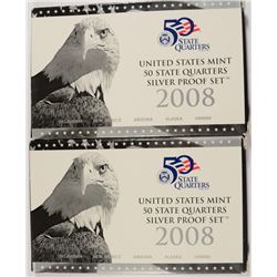 ( 2 ) 2008 PROOF SILVER QUARTER SETS IN ORIGINAL BOXES WITH CERTS