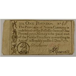 1771 ONE POUND (PROVINCE OF NORTH CAROLINA)