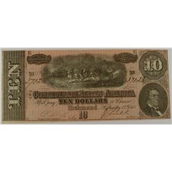 1864 $10 CONFERATE STATES OF AMERICA NOTE