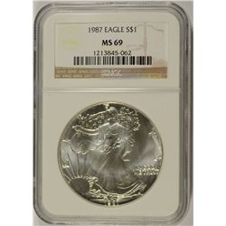 1987 SILVER AMERICAN EAGLE NGC MS-69