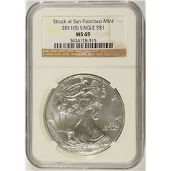 2011 (S) SILVER AMERICAN EAGLE NGC MS-69