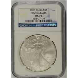 2013 SILVER AMERICAN EAGLE NGC MS-70 !!!! (EARLY RELEASE)