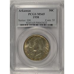 1938 ARKANSAS COMMEN HALF DOLLAR PCGS MS-65