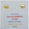Image 3 : 14K GOLD DIAMOND (0.075) EARRINGS W/