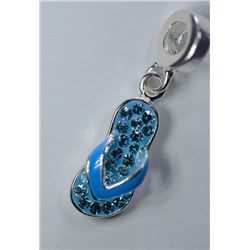 STERLING SILVER CUBIC CRYSTAL SANDAL PENDANT