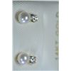 Image 2 : 14K GOLD FRESHWATER PEARL &CUBIC ZIRCONIA EARRINGS