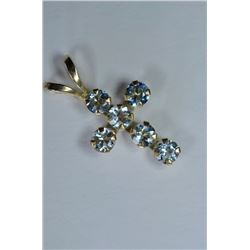 10K GOLD BLUE TOPAZ CROSS PENDANT