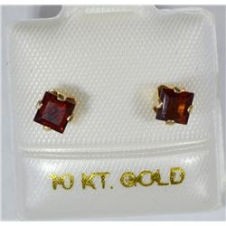 10K GOLD GARNET EARRINGS