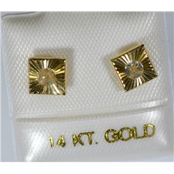 14K GOLD CUBIC ZIRCONIA EARRINGS W/ SCREW BACKS