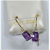 Image 1 : 10K GOLD AMETHYST & DIAMOND EARRINGS