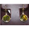 Image 1 : #30 14K YELLOW GOLD AMMOLITE DIAMOND EARRINGS