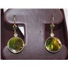 Image 2 : #30 14K YELLOW GOLD AMMOLITE DIAMOND EARRINGS