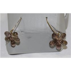 #34 14K YELLOW GOLD GARNET EARRINGS