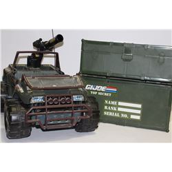 BOX WITH GI JOE JEEP & 2 TRUNKS