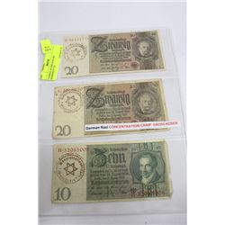 GERMAN 10 AND 20 MARK BANKNOTES X3