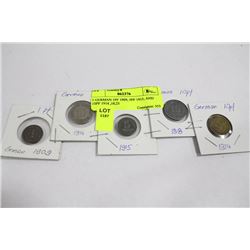 5 GERMAN 1PF 1909, 5PF 1915, AND 10PF 1914 ,18,23