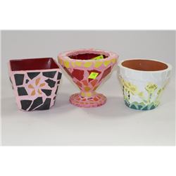 3 MOSAIC PLANT POTS