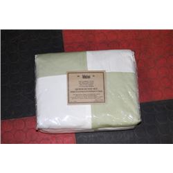 500 THREAD COUNT WHITE / GREEN DUVET SET